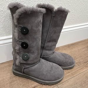 Grey Ugg Button Boots